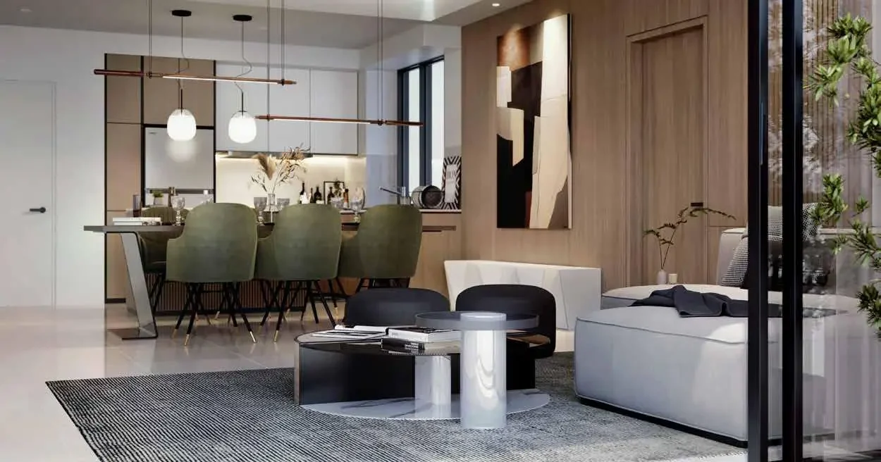 Type B living and dining area at Aras Residences